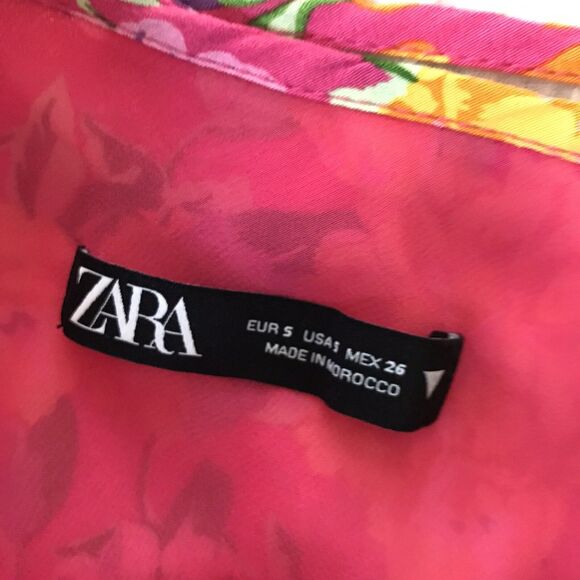 Zara Colorful Pink Floral Short Mini Summer Wrap Short Skirt NWOT - S - Picture 8 of 8